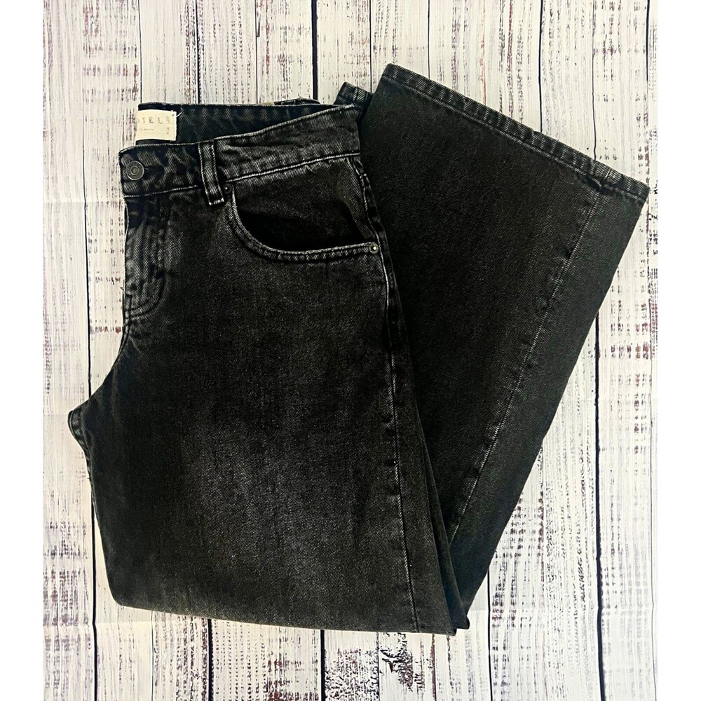 ⁠Motel Rocks Parallel Jeans Washed Black Wide Leg Denim W26 L30 (US 2/4 Small)